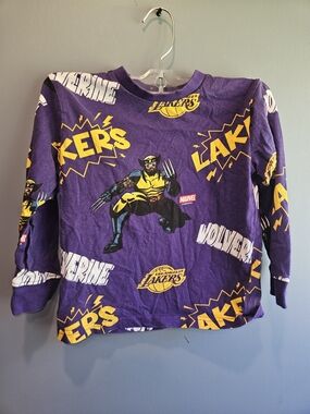 Marvel Purple & Yellow Wolverine x Lakers Long Sleeve Tee